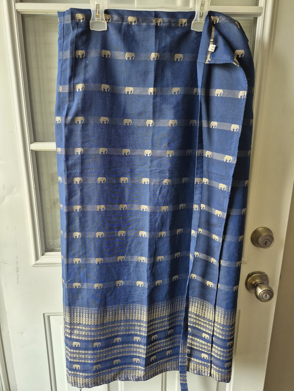 Blue Elephant-Print Wrap Skirt
